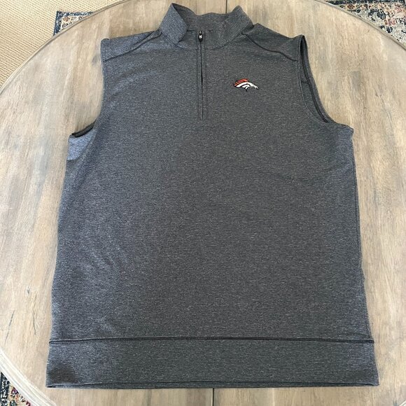 Denver Broncos Cutter & Buck Men's Big and Tall LT Shoreline Vest - Heather Blue - Picture 1 of 7